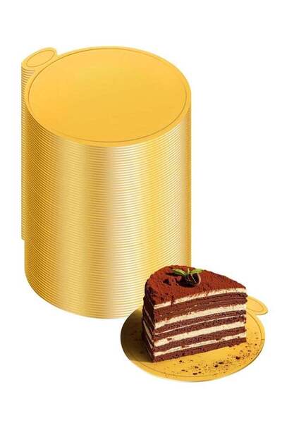 Generic 3.54 Inch Mini Cake Boards, 50pcs Golden Round Mousse Cupcake Base, B...