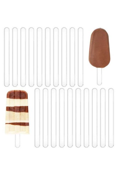 Generic 20PCS 6Inch Reusable Acrylic Sticks for Ice Cream Desserts
