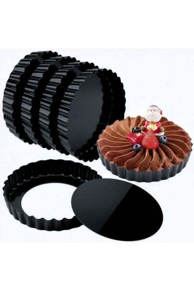 Generic 6 Pack 5 Inch Mini Tart Pans with Removable Bottom, Nonstick Round Qu...