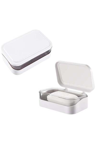 Generic Soap Box, 2Pcs Plastic Soap Case Holder with Removable Drainer and Li...