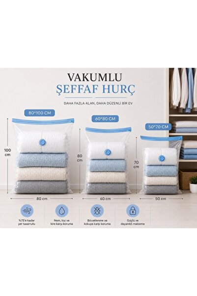 Vakumlu Hurç Poşeti 2 ADET 50X70