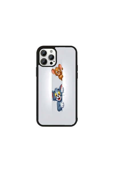 Generic Brand Husa Premium Galaxy S22 Ultra Tom și Jerry - Model Wall Peek Duo
