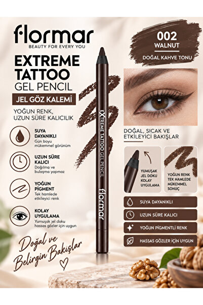Flormar إكستريم تاتو - 002 وولنوت - 1.2 جرام - قلم جل دائم مقاوم للماء وعالي ...