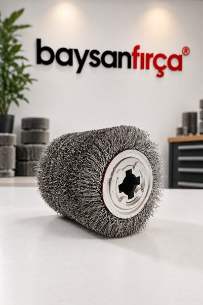 Baysan Fırça Ahşap Eskitme Fırçası 100 mm Çap 100 mm Uzunluk 0,40 mm Çelik Tel