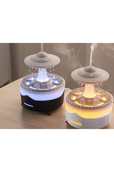 OEM Difuzor de uleiuri esențiale pentru aromaterapie, Umidificator cu LED RGB, 350 ml, 14 x 17 cm, tip UFO, cu telecomandă, oprire automată după 4 ore, Culoare albă