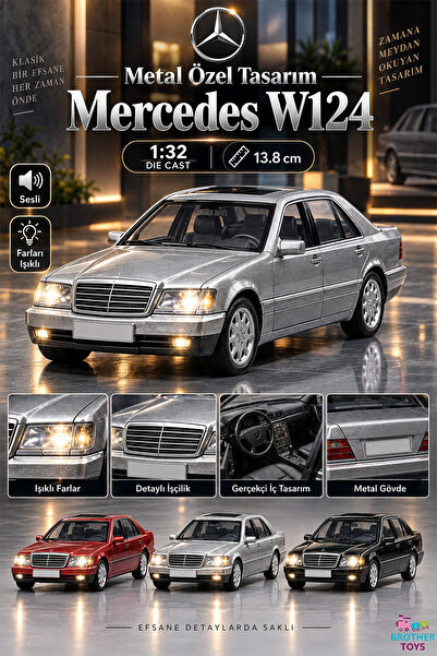 Brother Toys Mercedes W124 Metal Araba Işıklı Sesli Özel Tasarım 13.8 Cm.