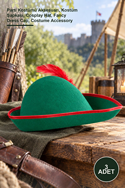 Yenilig 3 bucăți pălărie Robin Hood - accesoriu pentru costum de petrecere, p...