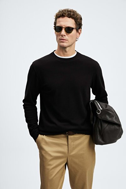 Lufian 112020066 Mason Uzun Kol T- Shırt Kazak Erkek Sweatshirt SİYAH