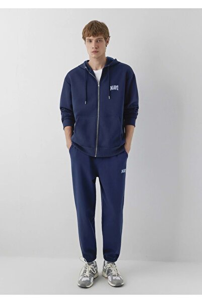 Mavi M0611715 Logo Baskılı Kapüşonlu Fermuarlı Erkek Sweatshirt LACİVERT