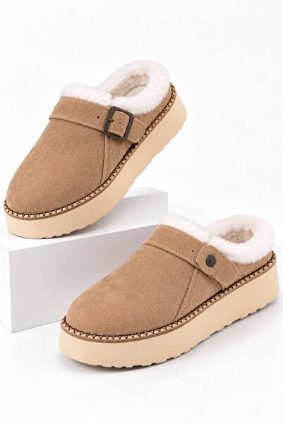 erfleks Women's Fur Suede Buckle Comfortable Stylish Daily Slippers