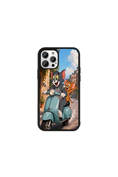 Generic Brand Husa Premium iPhone 12 / 12 Pro Tom și Jerry - Model Scooter Ri...