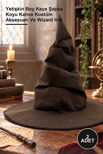 Yenilig 2 pieces selector hat – adult size felt hat dark brown costume access...
