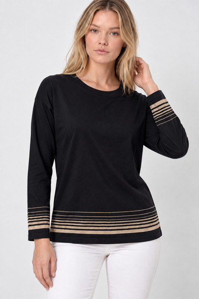 EtkiModa Women's Seasonal Merselized Knitwear Blouse with Sequin Detail on Sl...