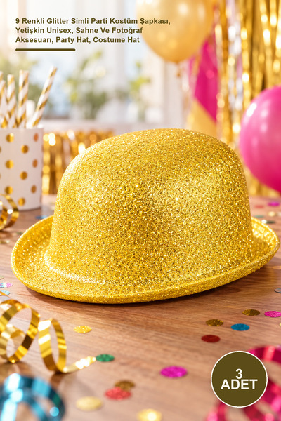 Yenilig 3 pieces melon hat - 9 color glitter sequin party costume hat, adult ...