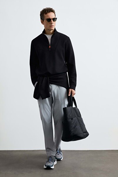 Lufian 112030206 Wyatt Yarım Fermuarlı Erkek Sweatshirt SİYAH