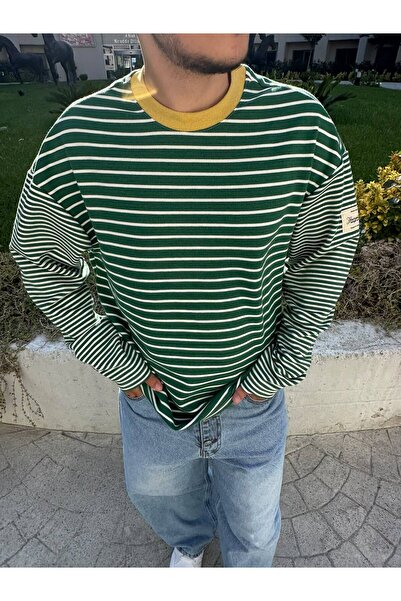 Vescon Oversize Çizgili Sweatshirt