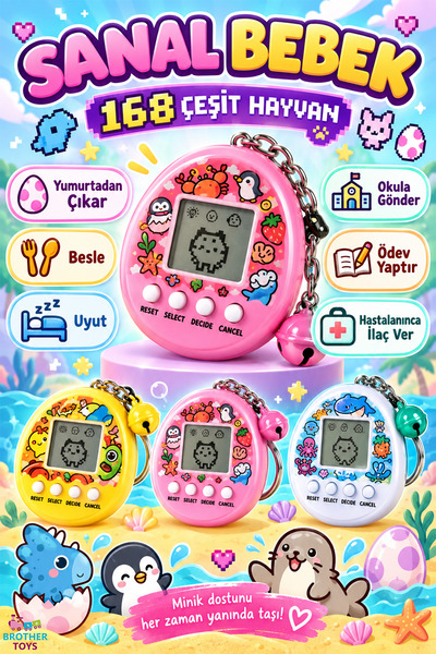 Brother Toys سلسلة مفاتيح تعليمية على شكل دمية افتراضية، تحتوي على 168 حيوانً...