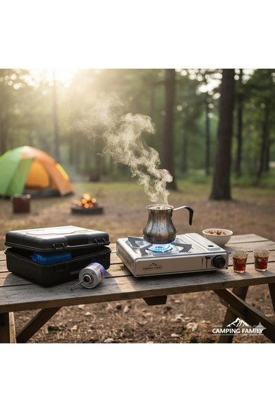 Generic Portable Camping Gas Stove, 2-In-1 High Power Cooker, 3100W Fire Power, Electronic Ignition, Stainless Steel Construction With Carrying Case – Model CM-P3416