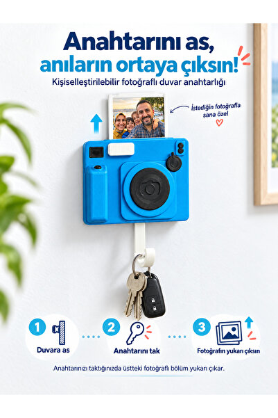 Kişiye Özel Fotoğraflı Anahtar Askısı – 3D Baskı Dekoratif Duvar Anahtarlığı