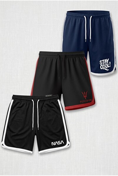 Sebesta Fashion Erkek Cepli Spor Şort Baskılı Ter Tutmayan 3lü Basketbol Antr...