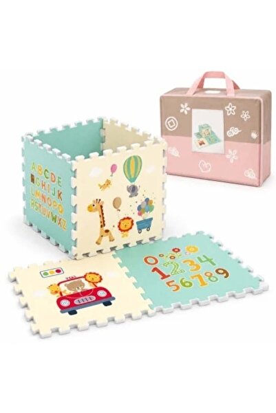 velve Covor puzzle pentru copii, 6 placi cu animale, cifre si litere, geanta ...