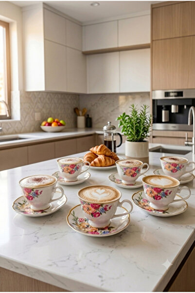 Generic Brand Classic Design Tea Cups and Saucers Set for High-End Dining Exp...