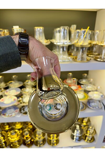 Vakıf home 6 Kişilik Titanyum Gold Kaplama Çay Bardağı Seti 12 Parça