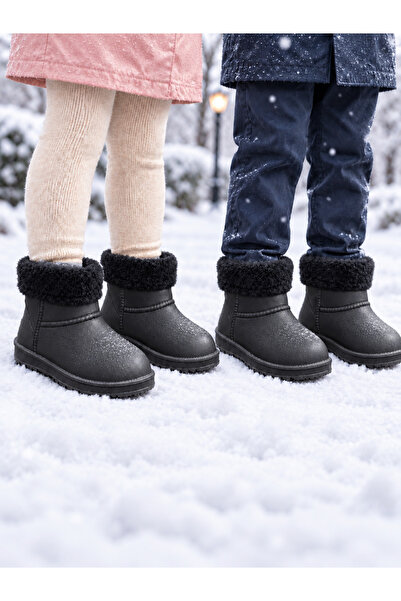 AkınalBella çocuk kız-erkek unisex suya dayanıklı kaymaz taban içi kürklü sıc...