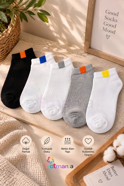 footmania مجموعة من 5 أزواج من الجوارب الرياضية الصيفية النسائية
