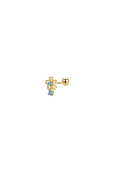LéO Silver And More 925 Ayar Gümüş Altın Kaplama Turkuaz Lotus Tragus Helix K...