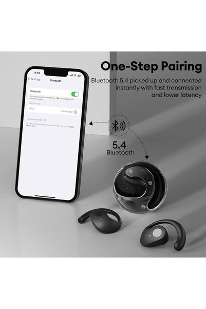 AZA TECH Casti Bluetooth Wireless Open-Ear BT5.4, Sport, Peste ureche, Microfon HD, Utilizabile cu ochelari