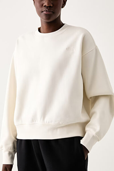 THE NORTH FACE W Tnf Essential Simple Dome Boxy Os Crew Kadin Bej Sweatshirt