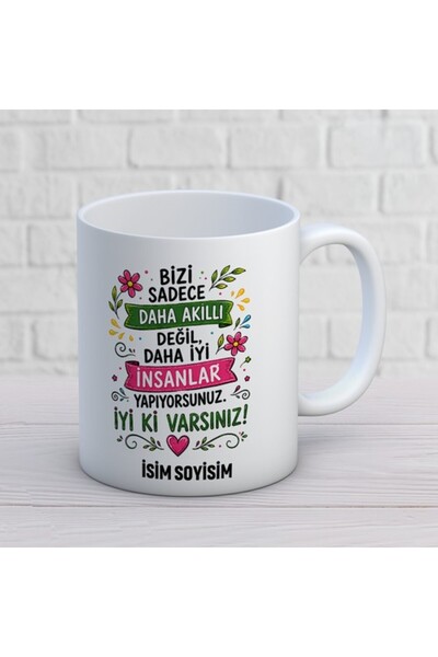 Öğretmene İsim Alanlı Kupa Bardak Teşekkür Sözlü Tasarım 413