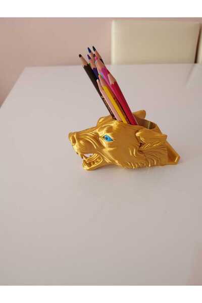 Moldream Wolf Figured Phone Holder Pen Holder Decorative Desktop Phone Stand Gold Color
