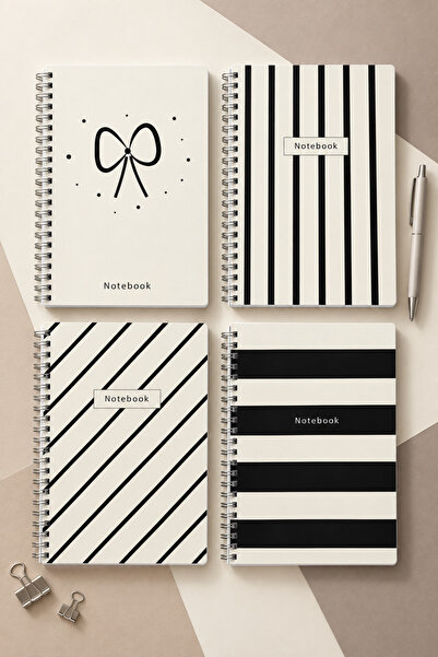 Notisyon A5 Spiral-Bound Unlined School Notebook Set of 4 - 60 Sheets 120 Pag...
