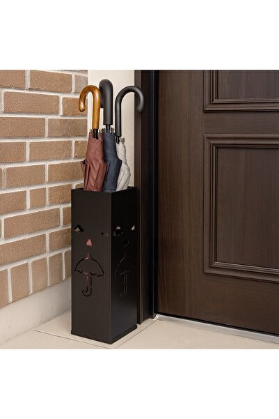 OEM Suport de umbrele din metal negru cu decupaje 15x15x49cm