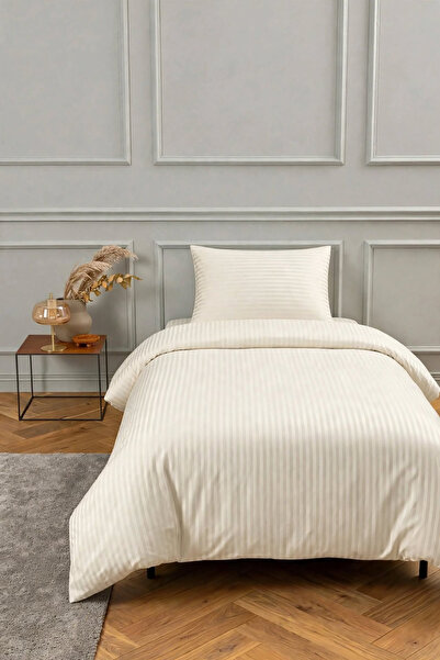 Marlenka Home Tex %100 Pamuk 210 TC (83 Tel) Tek Kişilik Çizgili Saten Nevres...