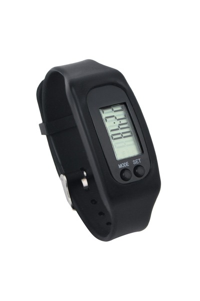 OEM Ceas de mână digital negru cu pedometru și ecran LCD