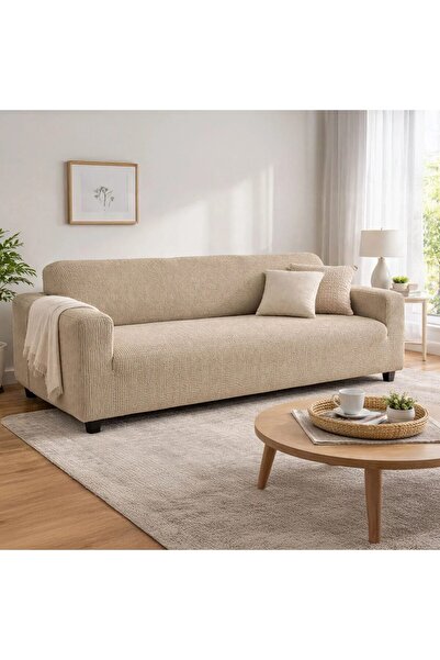 IRO Elastic Decorative Beige Cover for 2-Seater Sofa 140-170cm