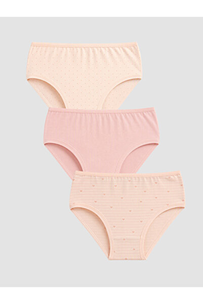 LC Waikiki Peak New Season Pink Patterned Girls' Panties 3-Piece Set