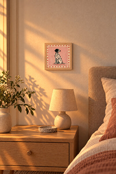 Genel Markalar Köpek Temalı Dekoratif Duvar Tablosu Ahşap Çerçeveli 20x20 cm