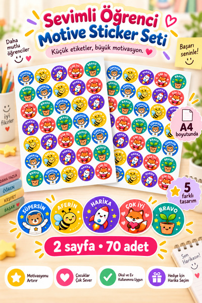 Hanelia Art Cute Student Motivational Sticker Set 70 Pieces 2 Sheets – Good J...