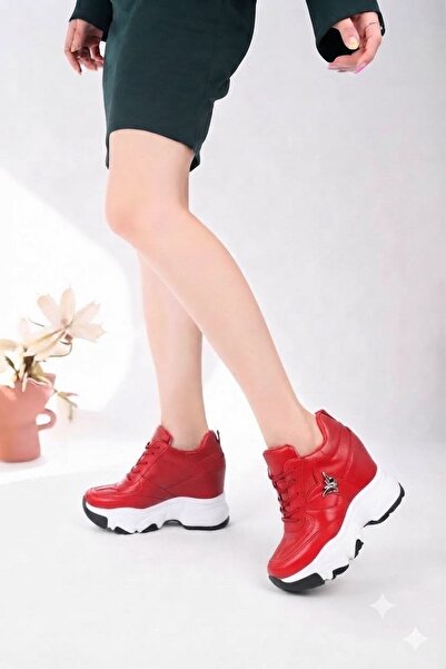 10 CM Gizli Topuklu Kelebek Tokalı Kadın Spor Ayakkabı Sneaker