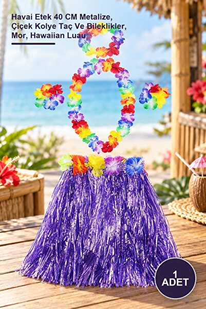Yenilig 1 Piece Luau Aloha Hawaii Costume Set – Hawaiian Skirt 40 cm Metalliz...