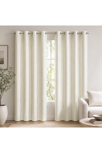 OEM Perdele de catifea Ecru cu relief 140X260cm