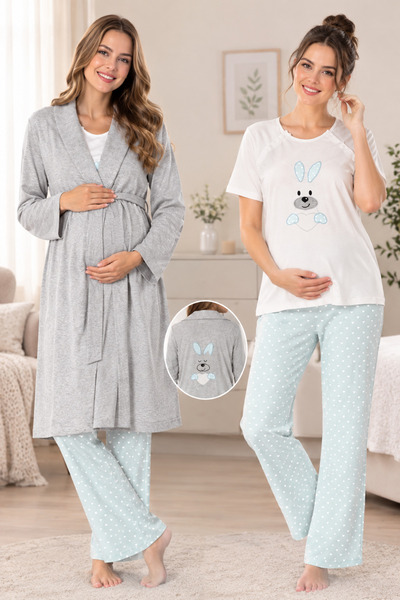 by İGP Cotton Rabbit Embroidered Maternity Maternity Sports Pajama Set Effortt