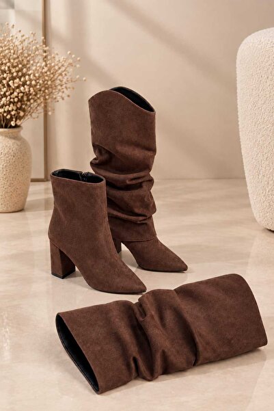 rephro store Mls Women's Drawstring Boots Brown Suede