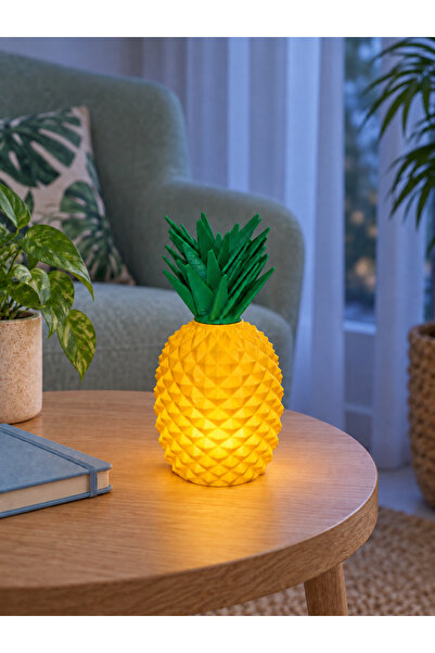 Ananas Tasarımlı Dekoratif Mumluk + LED Mum Hediyeli – 3D Baskı Masaüstü Obje