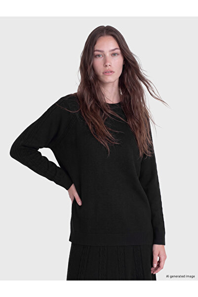 LC Waikiki Vizyon New Season Black Crew Neck Women's Knitwear Sweater