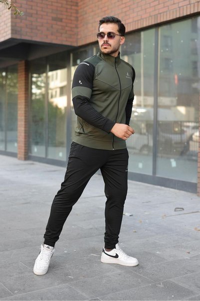 KANOX New Season Men's Tracksuit Set, Khaki Printed